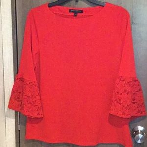 Banana Republic red lace bell sleeve blouse